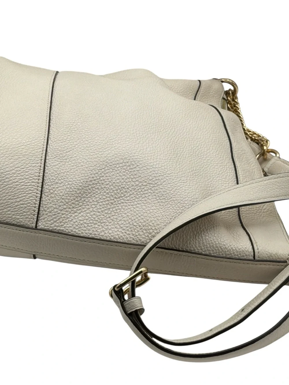 Coach Cream Pebbled Leather Paxton Duffle Shoulder Bag with Gold Hardware